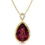 Garnet Necklace: Garnet Jewelry: 3 1/2ct Pear Shaped Garnet and Diamond Necklace In 10K Yellow Gold Image-1