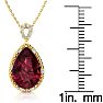 Garnet Necklace: Garnet Jewelry: 3 1/2ct Pear Shaped Garnet and Diamond Necklace In 10K Yellow Gold Image-3