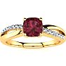 Garnet Ring: Garnet Jewelry: 3/4ct Cushion Cut Garnet and Diamond Ring In 10K Yellow Gold Image-1