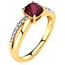 Garnet Ring: Garnet Jewelry: 3/4ct Cushion Cut Garnet and Diamond Ring In 10K Yellow Gold Image-2