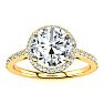 2 1/4 Carat Halo Diamond Engagement Ring In 14K Yellow Gold, I-J I1-I2 Image-1