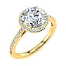 2 1/4 Carat Halo Diamond Engagement Ring In 14K Yellow Gold, I-J I1-I2 Image-2
