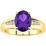 1ct Oval Shape Amethyst and Diamond Ring in 10K Yellow Gold Image-1