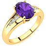 1ct Oval Shape Amethyst and Diamond Ring in 10K Yellow Gold Image-2