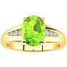 1 1/2ct Oval Shape Peridot and Diamond Ring in 10k Yellow Gold Image-1