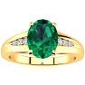 1 1/5ct Oval Shape Emerald and Diamond Ring in 10k Yellow Gold Image-1