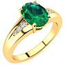 1 1/5ct Oval Shape Emerald and Diamond Ring in 10k Yellow Gold Image-2
