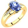 1 1/3ct Oval Shape Tanzanite and Diamond Ring in 10k Yellow Gold Image-2