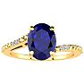 1 1/2ct Oval Shape Sapphire and Diamond Ring in 10k Yellow Gold Image-1