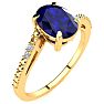 1 1/2ct Oval Shape Sapphire and Diamond Ring in 10k Yellow Gold Image-2