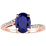 1 1/2ct Oval Shape Sapphire and Diamond Ring in 10k Rose Gold Image-1