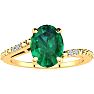 1 1/5ct Oval Shape Emerald and Diamond Ring in 10k Yellow Gold Image-1
