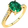 1 1/5ct Oval Shape Emerald and Diamond Ring in 10k Yellow Gold Image-2