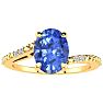 1 1/3ct Oval Shape Tanzanite and Diamond Ring in 10k Yellow Gold Image-1