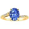 1 1/3ct Oval Shape Tanzanite and Diamond Ring in 10k Yellow Gold Image-1