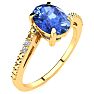 1 1/3ct Oval Shape Tanzanite and Diamond Ring in 10k Yellow Gold Image-2