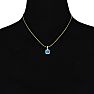 2 1/2ct Cushion Cut Blue Topaz and Diamond Necklace In 10K Yellow Gold Image-5
