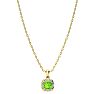 2 1/2ct Cushion Cut Peridot and Diamond Necklace In 10K Yellow Gold Image-3
