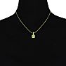 2 1/2ct Cushion Cut Peridot and Diamond Necklace In 10K Yellow Gold Image-5