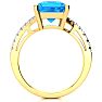 4ct Octagon Blue Topaz and Diamond Ring in 10k Yellow Gold Image-3
