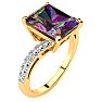 4 Carat Octagon Shape Mystic Topaz Ring With Diamonds In 10 Karat Yellow Gold Image-2