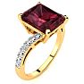 Garnet Ring: Garnet Jewelry: 4ct Octagon Garnet and Diamond Ring in 10k Yellow Gold Image-2
