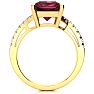 Garnet Ring: Garnet Jewelry: 4ct Octagon Garnet and Diamond Ring in 10k Yellow Gold Image-3