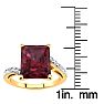 Garnet Ring: Garnet Jewelry: 4ct Octagon Garnet and Diamond Ring in 10k Yellow Gold Image-4
