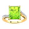 4ct Octagon Peridot and Diamond Ring in 10k Yellow Gold Image-1