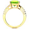 4ct Octagon Peridot and Diamond Ring in 10k Yellow Gold Image-3