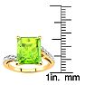 4ct Octagon Peridot and Diamond Ring in 10k Yellow Gold Image-4