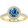 1.25 Carat Perfect Halo Blue Diamond Engagement Ring In 14K Yellow Gold Image-1
