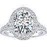 2 Carat Oval Shape Halo Diamond Engagement Ring With 1 1/2 Carat Center Diamond In 14K White Gold Image-1