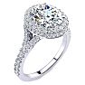 2 Carat Oval Shape Halo Diamond Engagement Ring With 1 1/2 Carat Center Diamond In 14K White Gold Image-2
