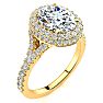 2 Carat Oval Shape Halo Diamond Engagement Ring With 1 1/2 Carat Center Diamond In 14K Yellow Gold Image-2
