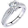1 Carat Diamond Engagement Ring In 14K White Gold, 3/4 Carat Center Diamond, H-I I1-I2 Image-2