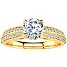 1 Carat Diamond Engagement Ring In 14K Yellow Gold, 3/4 Carat Center Diamond, H-I I1-I2 Image-1