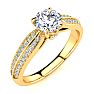 1 Carat Diamond Engagement Ring In 14K Yellow Gold, 3/4 Carat Center Diamond, H-I I1-I2 Image-2