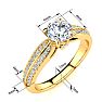 1 Carat Diamond Engagement Ring In 14K Yellow Gold, 3/4 Carat Center Diamond, H-I I1-I2 Image-5