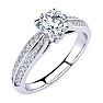 1 Carat Diamond Engagement Ring In 14K White Gold, 3/4 Carat Center Diamond, I-J I1-I2 Image-2
