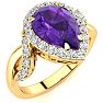 2 1/2ct Pear Shape Amethyst and Diamond Ring in 14K Yellow Gold Image-2