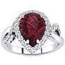 Garnet Ring: Garnet Jewelry: 2 1/2ct Pear Shape Garnet and Diamond Ring in 14K White Gold Image-1