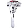 Garnet Ring: Garnet Jewelry: 2 1/2ct Pear Shape Garnet and Diamond Ring in 14K White Gold Image-4