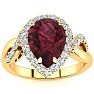 Garnet Ring: Garnet Jewelry: 2 1/2ct Pear Shape Garnet and Diamond Ring in 14K Yellow Gold Image-1