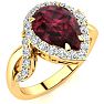 Garnet Ring: Garnet Jewelry: 2 1/2ct Pear Shape Garnet and Diamond Ring in 14K Yellow Gold Image-2