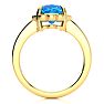 2ct Cushion Cut Blue Topaz and Diamond Ring in 10k Yellow Gold Image-3
