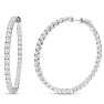 14K White Gold 8 Carat Diamond Inside Out Hoop Earrings, 2 Inches Image-1
