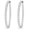 14K White Gold 8 Carat Diamond Inside Out Hoop Earrings, 2 Inches Image-2