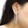 14K White Gold 8 Carat Diamond Inside Out Hoop Earrings, 2 Inches Image-5