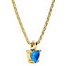1/2ct Blue Topaz and Diamond Heart Necklace in 10k Yellow Gold Image-2